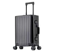 SONAXO Valigia interamente in lega di magnesio in alluminio, valigia con maniglia a rimbalzo lento con rotelle a 360 gradi con rotelle in metallo per viaggi (space black 26 inches)