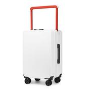 SONAXO Valigia trolley larga montata al centro, valigia con design con gancio per porta di ricarica USB per viaggi d'affari e viaggi (white 24 inches)