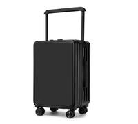 SONAXO Valigia trolley larga montata al centro, valigia con design con gancio per porta di ricarica USB per viaggi d'affari e viaggi (black 20 inches)