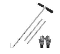 Sonda campione del suolo, Sonde a terra per campionamento del suolo - Sonda a terra in acciaio inossidabile con manico a T, guanti - Strumento di campionamento regolabile del nucleo del suolo 17-32-48