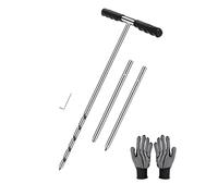 Sonda di campionamento del suolo, sonda del suolo, sonda di terra antiruggine con impugnatura a T, guanti, strumento di campionamento del nucleo del suolo regolabile da 17-32-48 pollici, Kit di prova