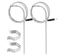Sonda di ricambio per carne per barbecue a pellet, con clip per sonda digitale, in acciaio inox, resistente al calore fino a 380 °C (2 set)