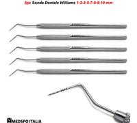 Sonda Parodontale Williams Misurazione Profondità Tasca Igiene Dentale Sonde 5pz
