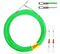 Sonda Passacavi, 30M Estrattore Cavi per Elettricista Con 2 Molla Di Guida, 4mm Sonda Elettricista Cavo Estrattore Cavi per dispositivi Threader condotto Rodder (Verde)