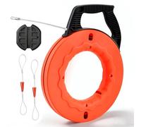 Sonda Passacavi 30M,Sonda Elettricista,Molla Elettricista in PET da 5mm con Passacavi e 2 Molla Di Guida,Spirale di Inserimento con Alloggiamento in Plastica e Impugnatura,Filo di Trazione per Cavi