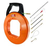 Sonda Passacavi Φ4,5mm 50m, Sonda Elettricista 50m, Cavo di Trazione in Poliestere Aiuto Alla Ritrazione del Nastro di Pesce Per Il Cavo con 7 tipi di accessori, con Alloggiamento in Plastica