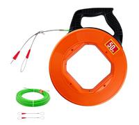 Sonda Passacavi 50m,Sonda Elettricista 50m,Cavo di Trazione in Poliestere Aiuto Alla Ritrazione del Nastro di Pesce Per Il Cavo con 7 tipi di accessori,con Alloggiamento in Plastica (50m-B)