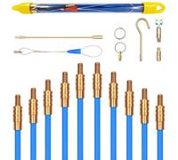Sonda Passacavi Professionale,4MM 33CM 10 Aste di Sonda Elettricista per Guaine Vuote, TOOSOAR Flessibili Dispositivo di Trazione per Cavi