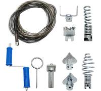 Sonda per Sturare Tubi 5M, Molla Sturatubi Professionale Diametro 12mm con 8 Accessori per Lavandino, Doccia, WC - Stura Lavandini e Scarichi Intasati Manualmente