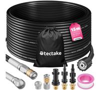 tectake® Set 8 Pezzi Tubo Sturatore con Ugelli in Acciaio Inossidabile, Adattatori Universali, Sonda Sturatubi Idropulitrice, Sonda Stura Lavandini e Scarichi con Isolante e Sacco Contenitore - 15 m