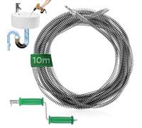 Sonda Sturatubi 10 Metri, Ø 10 mm Sonda per Sturare Tubi di Scarico Molla Pulitore a Spirale per la Pulizia Professionale Sonda Sturatubi per Trapano Adattatore Elettrico Manuale Ostruzioni Ostinate