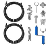 Sonda Sturatubi 3m*2, 12 mm Diametro, Spirale Di Scarico, Spirale per Pulizia Tubi Con Adattatori Manuali, Spirale Di Pulizia Dei Tubi, Coclea Di Drenaggio-Per Pulire Le Tubature, Argento