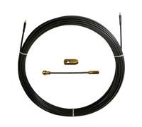 Sonda tiracavi in nylon e acciaio, lunghezza 60 metri, diametro 6mm, con terminali filettati M12 intercambiabili, colore nero, professionale, alta resistenza, per cavi elettrici, impianti