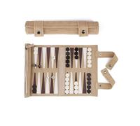 Sondergut Backgammon gioco da tavolo Cream - Avvolgibile, in 100% pelle - L'originale dal 1998 - Perfetta idea regalo per gli appassionati del campeggio e dei viaggi - 25x34cm