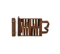 Sondergut Backgammon gioco da tavolo Mocca - Avvolgibile, in 100% pelle - L'originale dal 1998 - Perfetta idea regalo per gli appassionati del campeggio e dei viaggi - 25x34cm