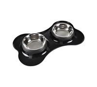 SONDEY Paris Prix - Ciotola doppia per cani, forma ossa, 45 cm, colore: Nero