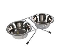 SONDEY Paris Prix - Set di 2 ciotole per cani e gatti, in acciaio inox, 21 cm, colore: Argento
