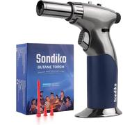 Sondiko Cannello da Cucina, Tripla Fiamma Regolabile, Torcia a Butano, Ricaricabile con Blocco Continuo a Fiamma per Creme Brulée e Cottura (Butano non Incluso)