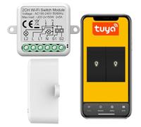 Sone Smart One Interruttore WiFi a 2 canali da incasso Tuya 2 x 1150 W | Smart Life, 2 LED da 150 W, pulsante, controllo app, Alexa, Google