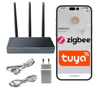Sone Smart One ZigBee 3.0 Gateway TUYA - Bridge centrale con 3 antenne, RJ45 e WiFi, alloggiamento in metallo, compatibile con Smart Life, 128 dispositivi, alimentatore incluso, cavo USB-C e