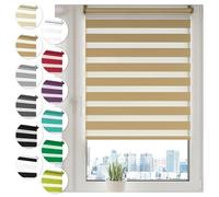 Sonello Tenda a rullo doppio strato Giorno e Notte a senza foratura 30cm x 130cm beige, facile Fissaggio a Clip Senza Viti, Tenda a rullo Zebra per Finestra o Porta, protezione solare