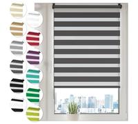 Sonello Tenda a Rullo Doppio Strato Giorno e Notte a Senza Foratura 40cm x 100cm Antracite, Facile Fissaggio a Clip Senza Viti, Tenda a Rullo Zebra per Finestra o Porta, Protezione Solare