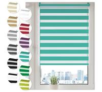 Sonello Tenda a Rullo Doppio Strato Giorno e Notte a Senza Foratura 45cm x 100cm Turchese, Facile Fissaggio a Clip Senza Viti, Tenda a Rullo Zebra per Finestra o Porta, Protezione Solare