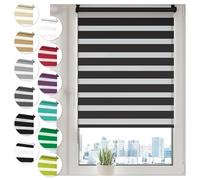 Sonello Tenda a rullo doppio strato Giorno e Notte a senza foratura 65cm x 130cm nero, facile Fissaggio a Clip Senza Viti, Tenda a rullo Zebra per Finestra o Porta, protezione solare