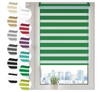 Sonello Tenda a Rullo Doppio Strato Giorno e Notte a Senza Foratura 80cm x 150cm Verde, Facile Fissaggio a Clip Senza Viti, Tenda a Rullo Zebra per Finestra o Porta, Protezione Solare
