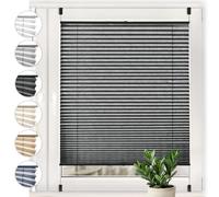 SONELLO Tenda plissettata crush Klemmfix senza foratura, 80cm x 120cm antracite, tende plissettate per porte e finestre con morsetti pronta per l'uso,protezione solare,Parti per Il Montaggio Incluse