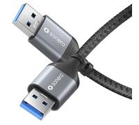 Sonero® Cavo dati da USB-A a USB-A, cavo di collegamento, cavo tipo A, USB3.0, 5 GB/s, grigio siderale/nero, 3,00 m