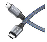 Sonero® Cavo di ricarica da USB-C a USB-C, cavo di ricarica per telefono cellulare, cavo di ricarica rapida USB C, cavo USB tipo C, USB 2.0, 100 W PD, grigio/blu, 1,00 m
