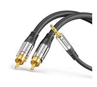 sonero® Premium Cavo adattatore audio, 1,50 m, jack da 3,5 mm a 2 connettori RCA, contatti dorati, nero