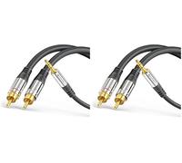 Sonero® Premium Cavo adattatore audio, 5,00 m, jack da 3,5 mm a 2 connettori RCA, contatti dorati, nero (Confezione da 2)