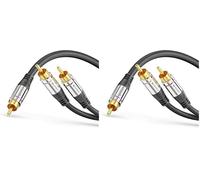 Sonero® Premium Cavo audio cinch, da 1 connettori RCA a 2 connettori RCA da 5,00 m, contatti dorati, nero (Confezione da 2)