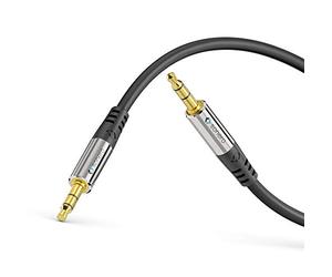 sonero® Premium Cavo audio jack da 3,5 mm, 5,00 m, contatti dorati, nero