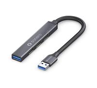 sonero® Hub USB, distributore USB, 4 porte, 1x USB 3.2 con 5 GB/s, 3x USB 2.0 con 480 MB/s, connettore USB-A, ultra sottile, grigio siderale, 0,15 m