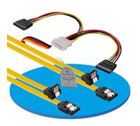 sonero® set di cavi dati SATA III 6Gb/s, 2x 0,50 m, angolato + 4 pin a 2x SATA, giallo