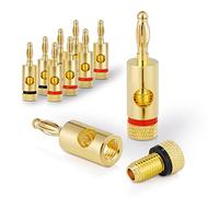 Sonero Spina a banana premium (set di 8) per tutti i cavi degli altoparlanti con un diametro massimo di 6 mm², 4 pezzi con codifica a colori (4x rossi, 4x neri), placcati oro 24k