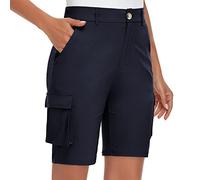 Soneven Bermuda Nero Donna Pantaloncini Leggeri Impermeabili con Tasche per Yoga Sport Tempo Libero Elastico è Possibile Utilizzare la Cintura