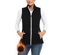 Soneven Fleece Vest Ladies Outdoor Fleece caldo foderato giacca senza maniche con tasca con cerniera Stand Collar Softshell corsa termica gilet in maglia per l'escursionismo inverno (nero, M)
