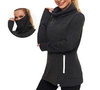 Soneven Maglia Termica Donna Manica Lunga Invernale Winter Run Pullover Maglione con Kanga Pocket Top Sport T-Shirt Baselayer da Corsa Ciclismo Fitness (XXL, Nero)