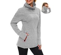 Soneven Maglia Termica Donna Manica Lunga Invernale Winter Run Pullover Maglione con Kanga Pocket Top Sport T-Shirt Baselayer da Corsa Ciclismo Fitness (M, Grigio)