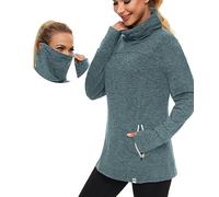 Soneven Maglia Termica Donna Manica Lunga Invernale Winter Run Pullover Maglione con Kanga Pocket Top Sport T-Shirt Baselayer da Corsa Ciclismo Fitness Verde Chiaro M