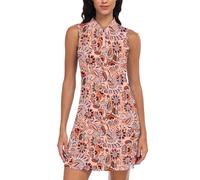 Soneven Vestito sportivo da donna, estivo, per il tempo libero, corto, senza maniche, da tennis, con cerniera 1/4 e tasche per golf, tutti i giorni, casual, Fiori d'epoca, M