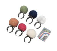 Sonew 6 Anelli Vintage in Feltro per Puntaspilli con Spille in Tessuto, Leggeri Cuscinetti per le per Lavori Fai da Te e Progetti di Quilting (Colore della natura)