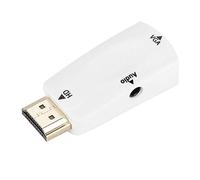 Sonew Adattatore convertitore HD 1080P HDMI femmina a VGA femmina con cavo di uscita audio 3,5 mm per PC/laptop/DVD/desktop/schermo piatto (bianco)