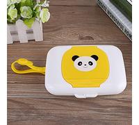 Sonew Dispenser di Salviette da Viaggio per Neonati con Design Carino e Tracolla Portatile - Custodia per Fazzoletti in Colori Vivaci (panda giallo)
