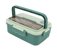Sonew Elegante Box in Plastica da 1000 Ml con 3 Scomparti, Contenitore per il Pranzo Adatto Al Microonde per Adulti e Bambini, Colore Beige (GREEN)