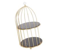 Sonew Elegante Scaffale Portaoggetti a Doppio Strato con Design a Gabbia per Uccelli - Elegante per il Ripiano del Bagno e la Toeletta, Cornice Dorata con Motivo in Pietra (#2)
